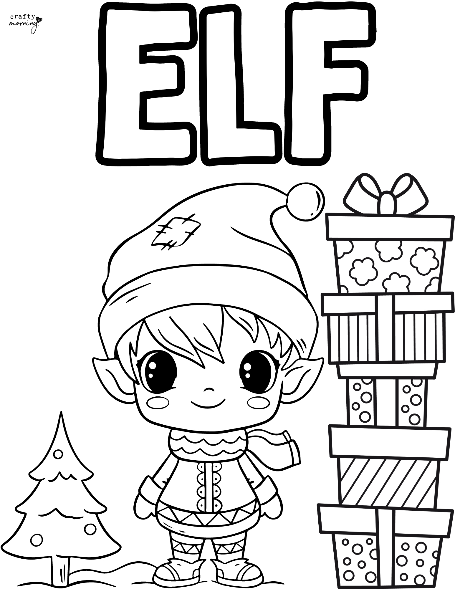 Elf Coloring Pages To Print - Crafty Morning inside Cute Elf Coloring Printable