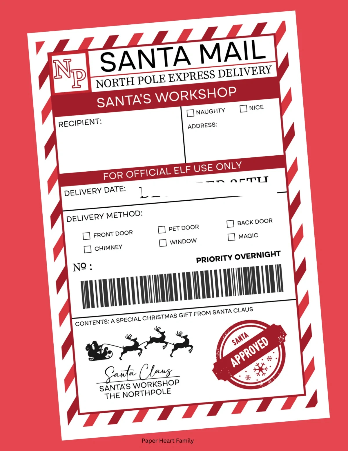 Elf On The Shelf Arrival Printable Shipping Label in Elf On The Shelf Special Delivery Printable