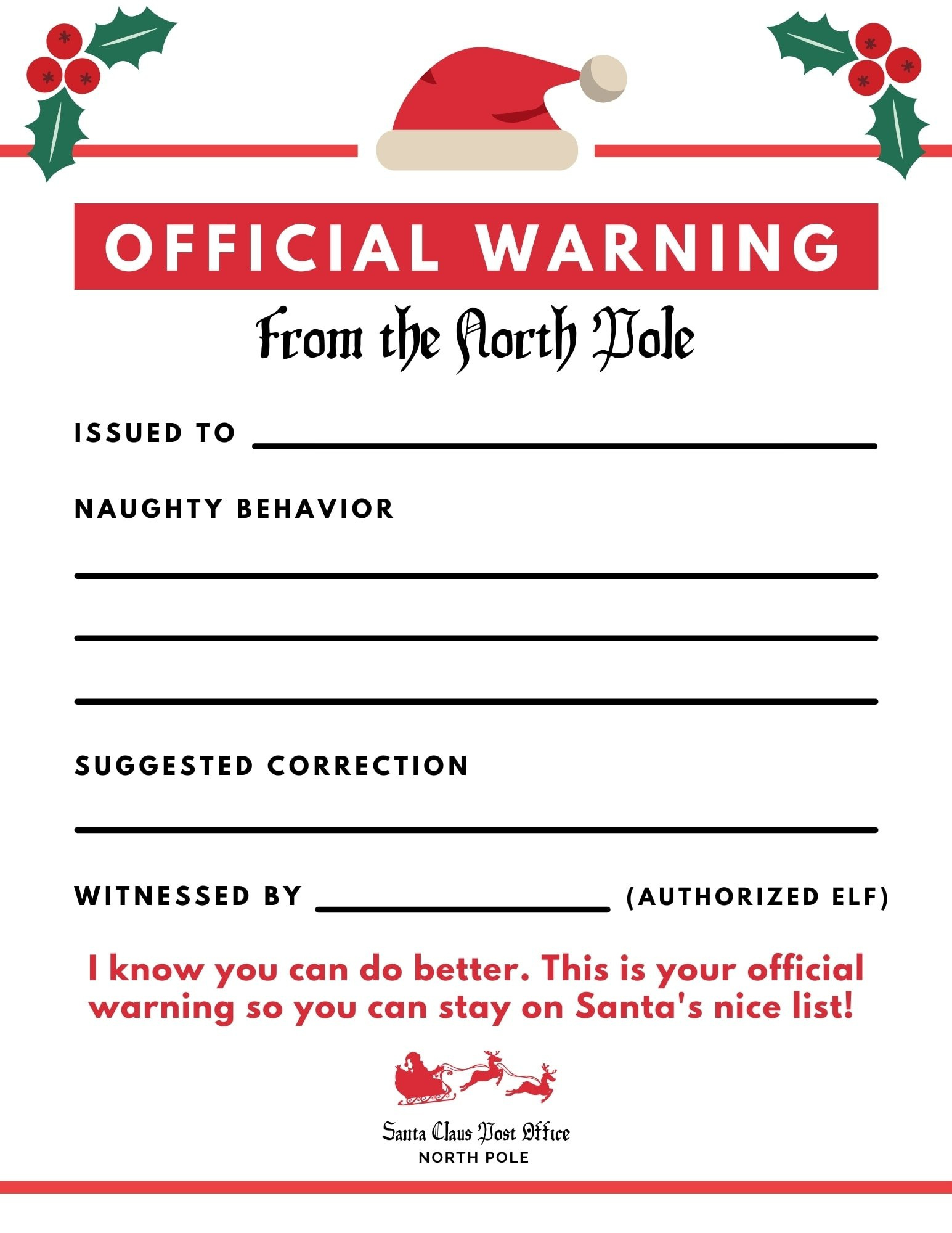 Elf On The Shelf Bad Behavior Letter Free Printable - Make Life Lovely in Elf on the Shelf Official Warning Printable