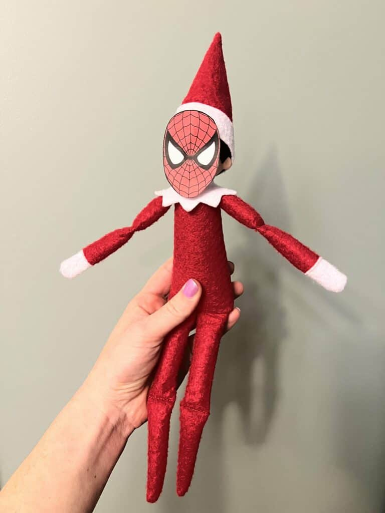 Elf On The Shelf Idea: Spiderman! - Celebrating With Kids for Printable Spiderman Mask For Elf On The Shelf