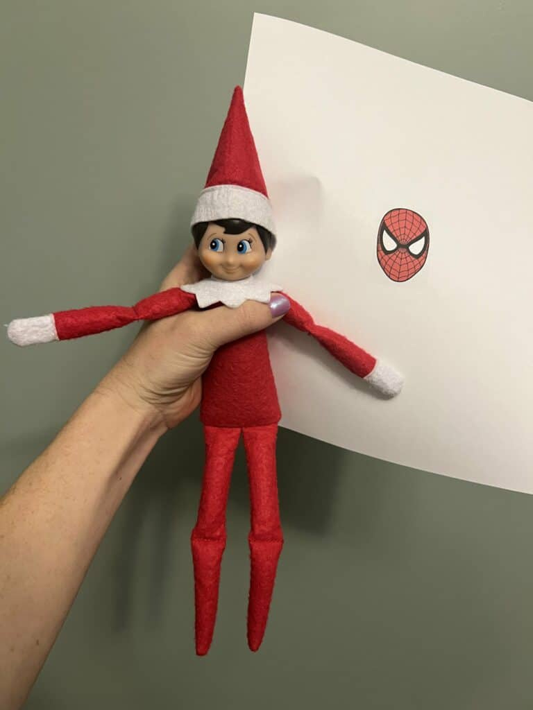 Elf On The Shelf Idea: Spiderman! - Celebrating With Kids intended for Printable Spiderman Face For Elf on the Shelf