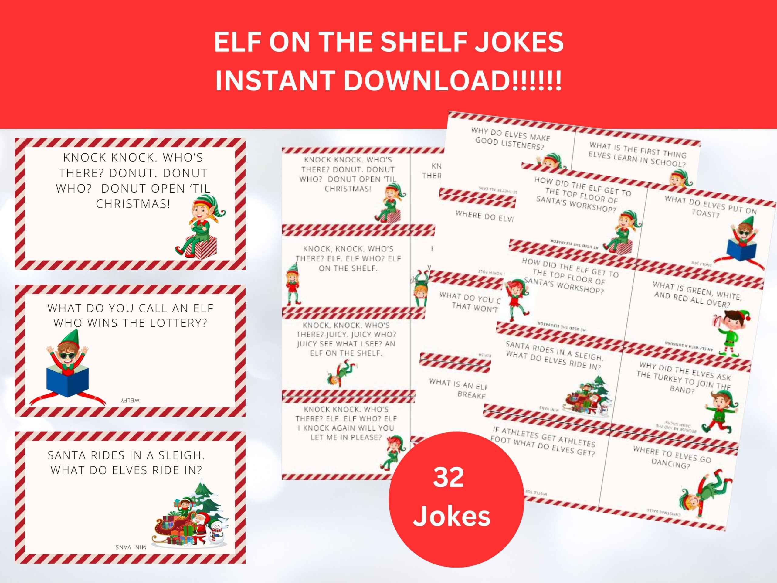 Elf On The Shelf Jokes Printable: Holiday Knock-Knock Cards (Pdf throughout Printable Elf on the Shelf Jokes