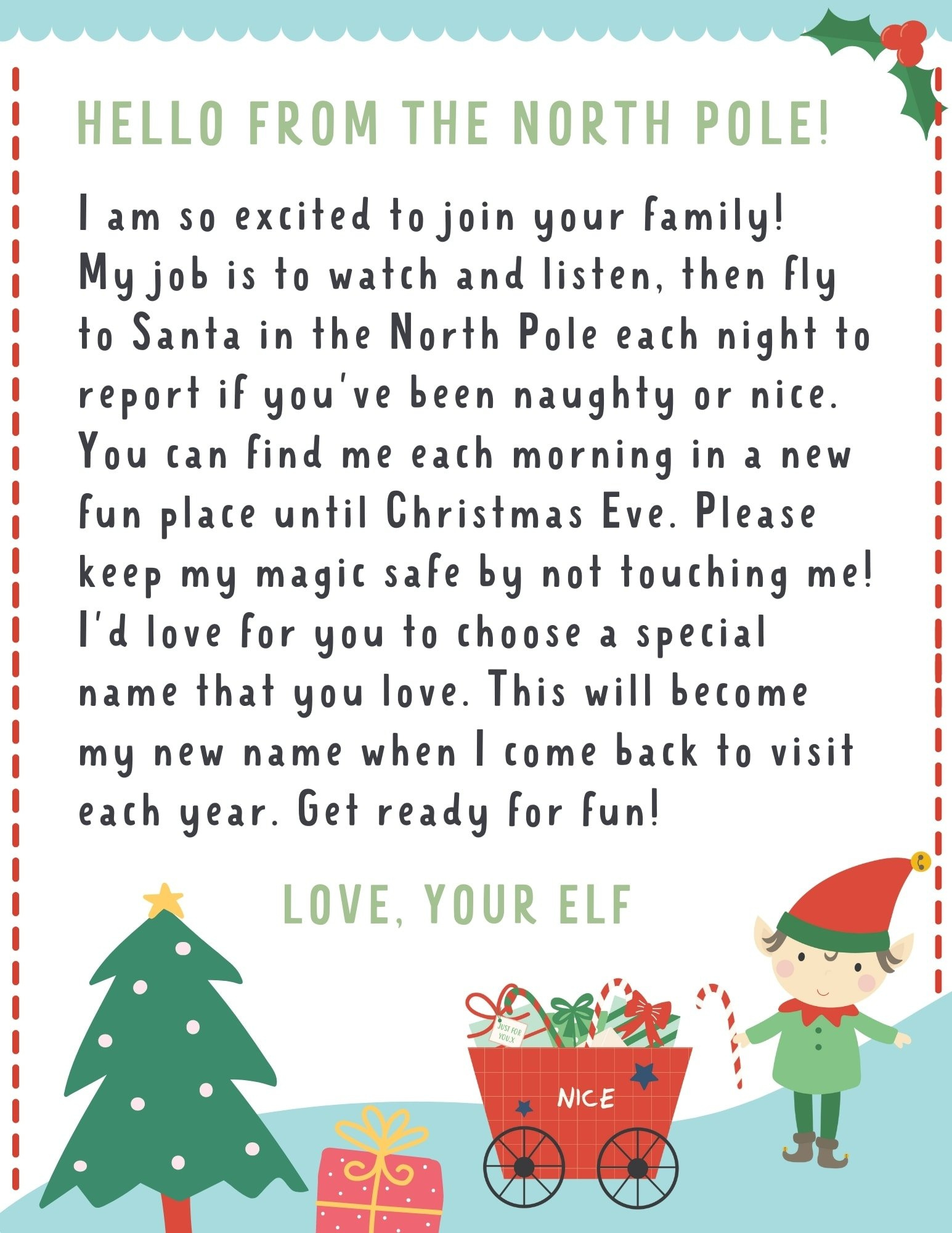 Elf On The Shelf Letter {4 Free Printables!} - Make Life Lovely for Printable Elf On The Shelf Letter Free