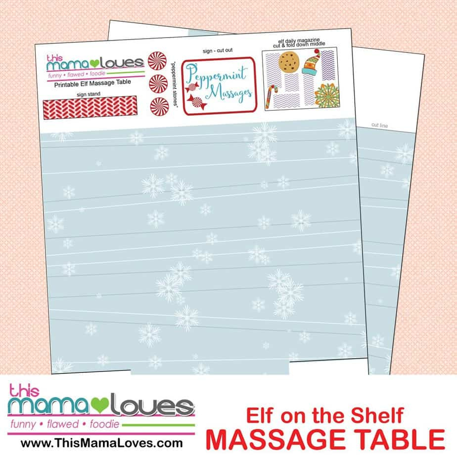 Elf On The Shelf Massage Table Printable Elf On The Shelf Idea regarding Elf on the Shelf Spa Day Printable