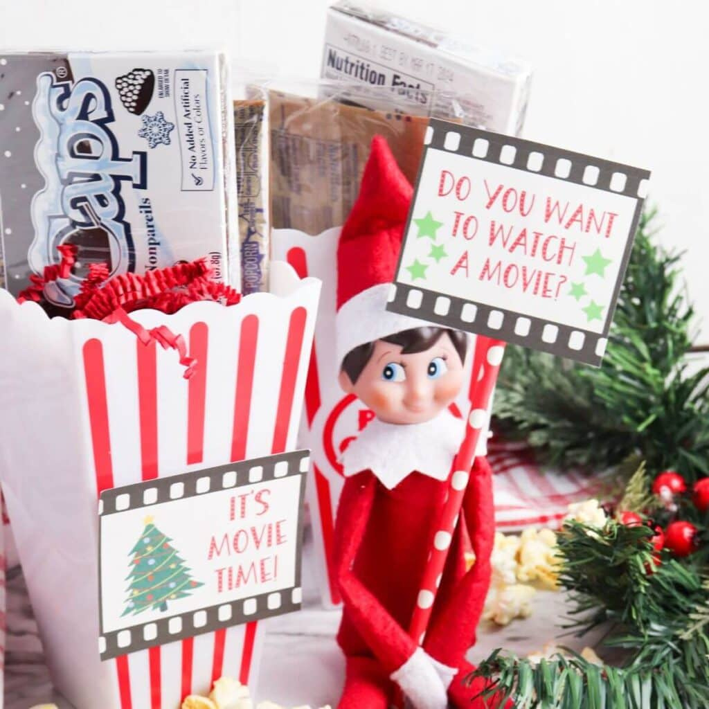 Elf On The Shelf Movie Night Display With Free Printables with regard to Elf On The Shelf Movie Night Printable