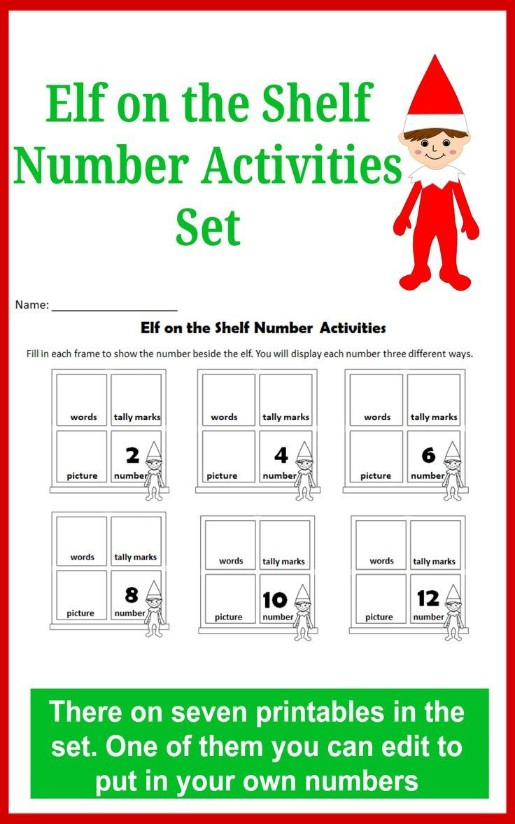 Elf On The Shelf Number Activities Set regarding Elf Math Worksheets Printable