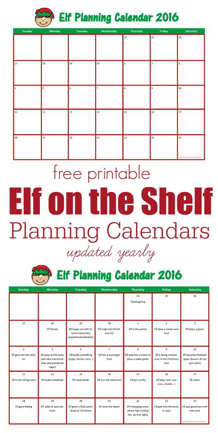 Elf On The Shelf Planning Calendar pertaining to Elf On The Shelf Planning Calendar Printable