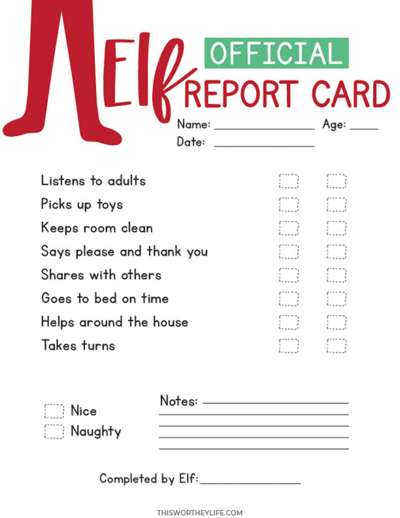Elf On The Shelf Report Card Printable with Elf On The Shelf Report Card Free Printable
