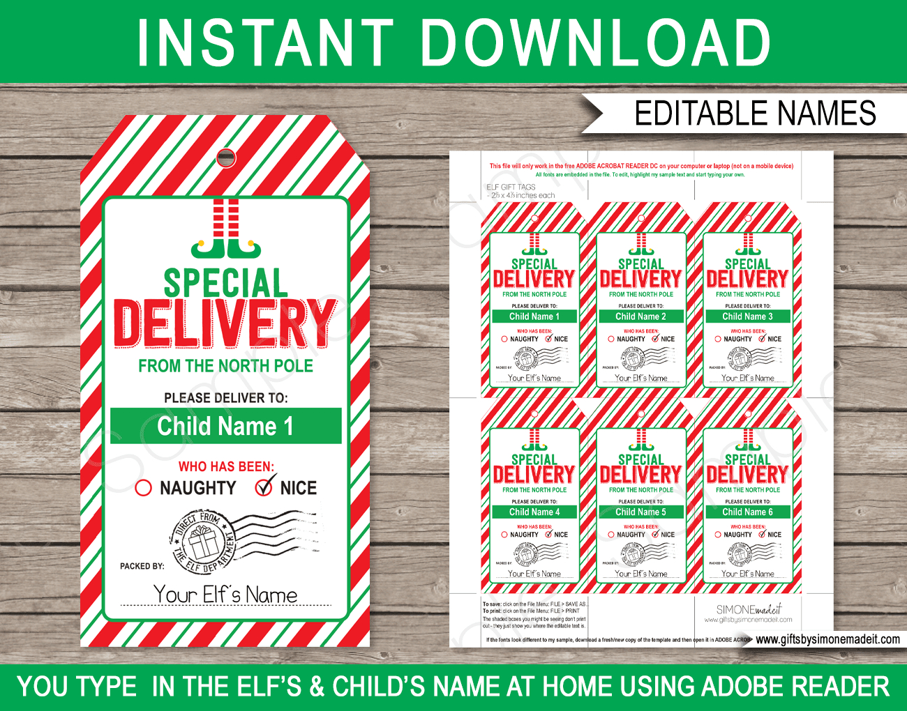 Elf On The Shelf Special Delivery Gift Tags pertaining to Elf On The Shelf Special Delivery Printable