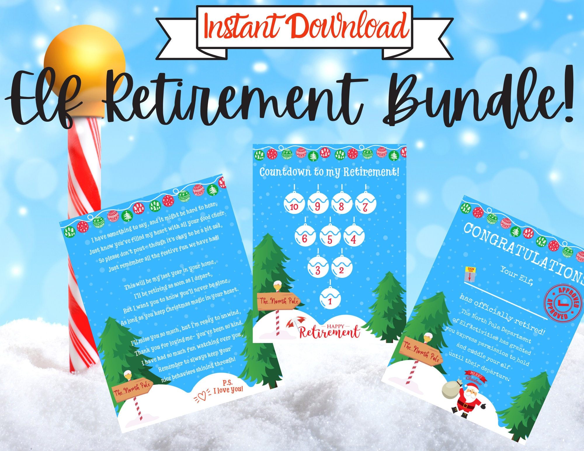 Elf Retirement Letter Bundle: North Pole Goodbye (Printable pertaining to Elf On The Shelf Retirement Letter Printable