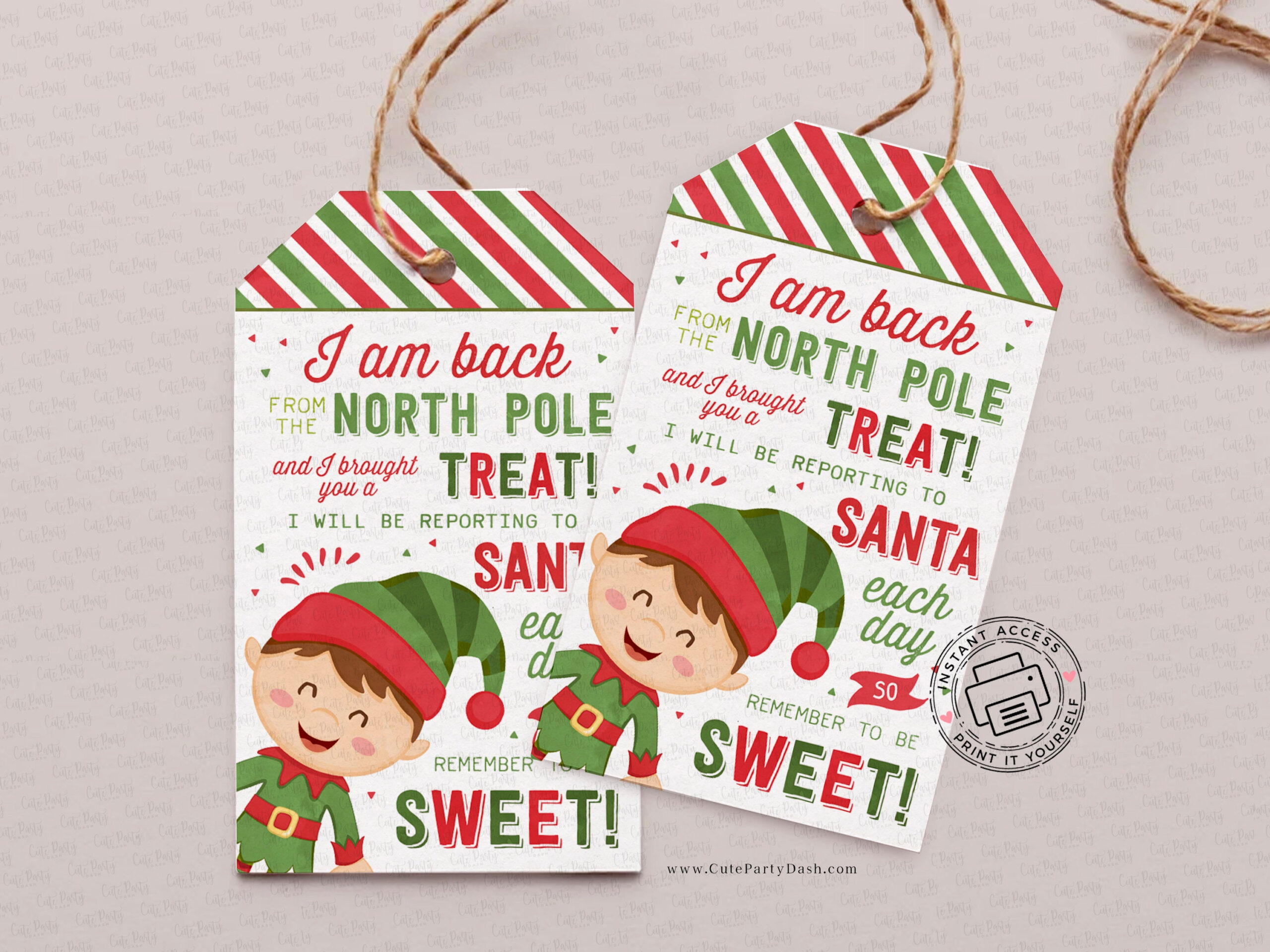 Elf Rückgabe Tags: Weihnachts-Geschenkset (Instant Download) - Etsy.de with Elf Tag Printable
