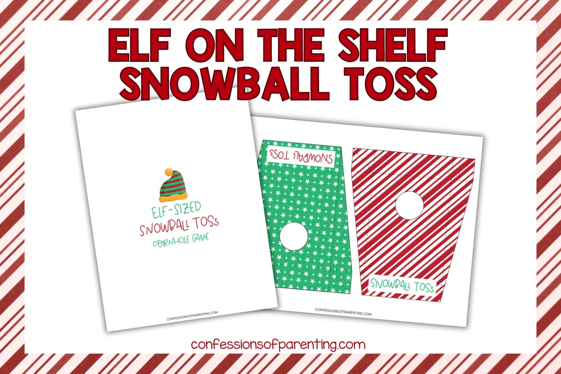 Elf-Sized Elf On The Shelf Snowball Toss with Snowball Toss Game Printable