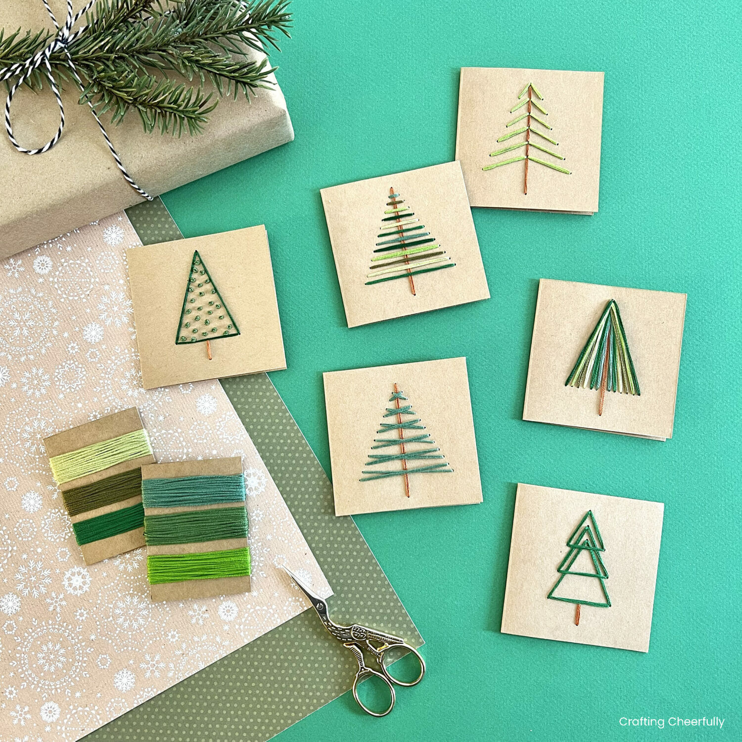Embroidered Tree Holiday Cards And Gift Tags - Crafting Cheerfully intended for Christmas Free Printable Paper Pricking Patterns
