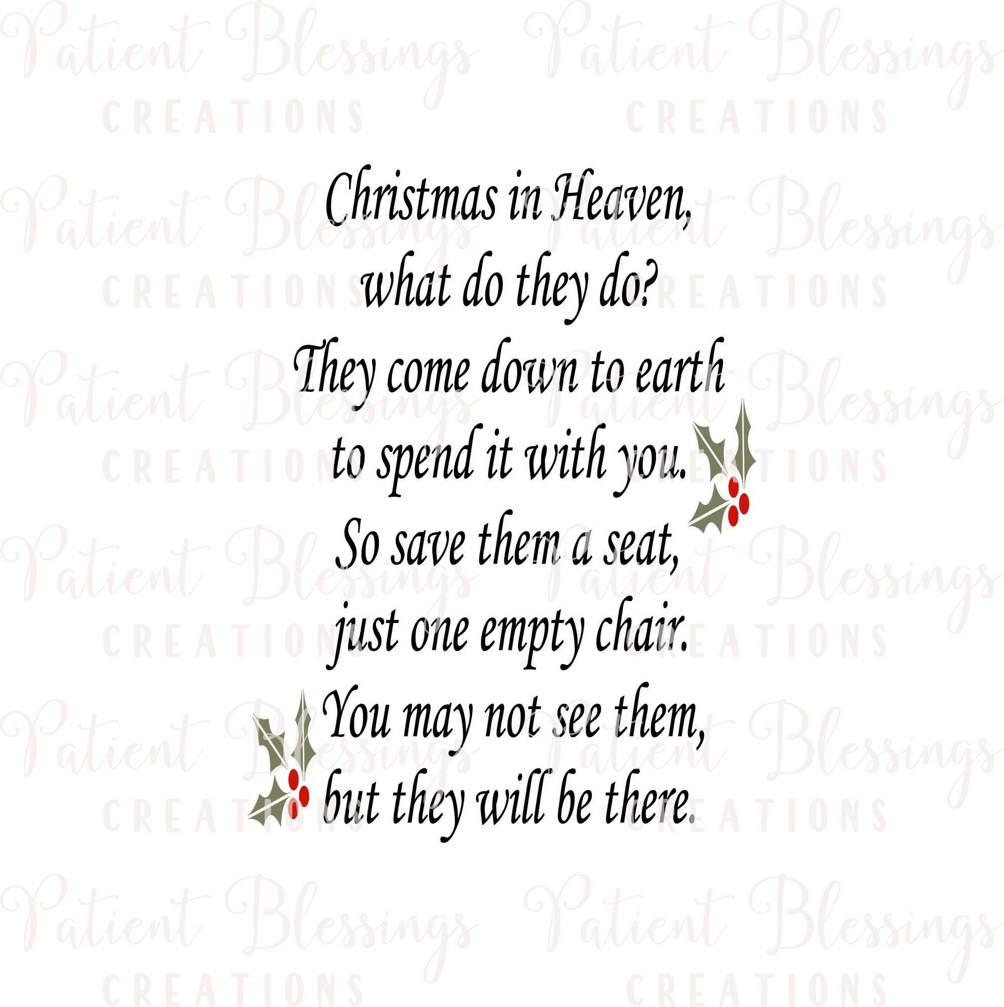Empty Chair Poem Printable - Etsy pertaining to Christmas Empty Chair Poem Printable