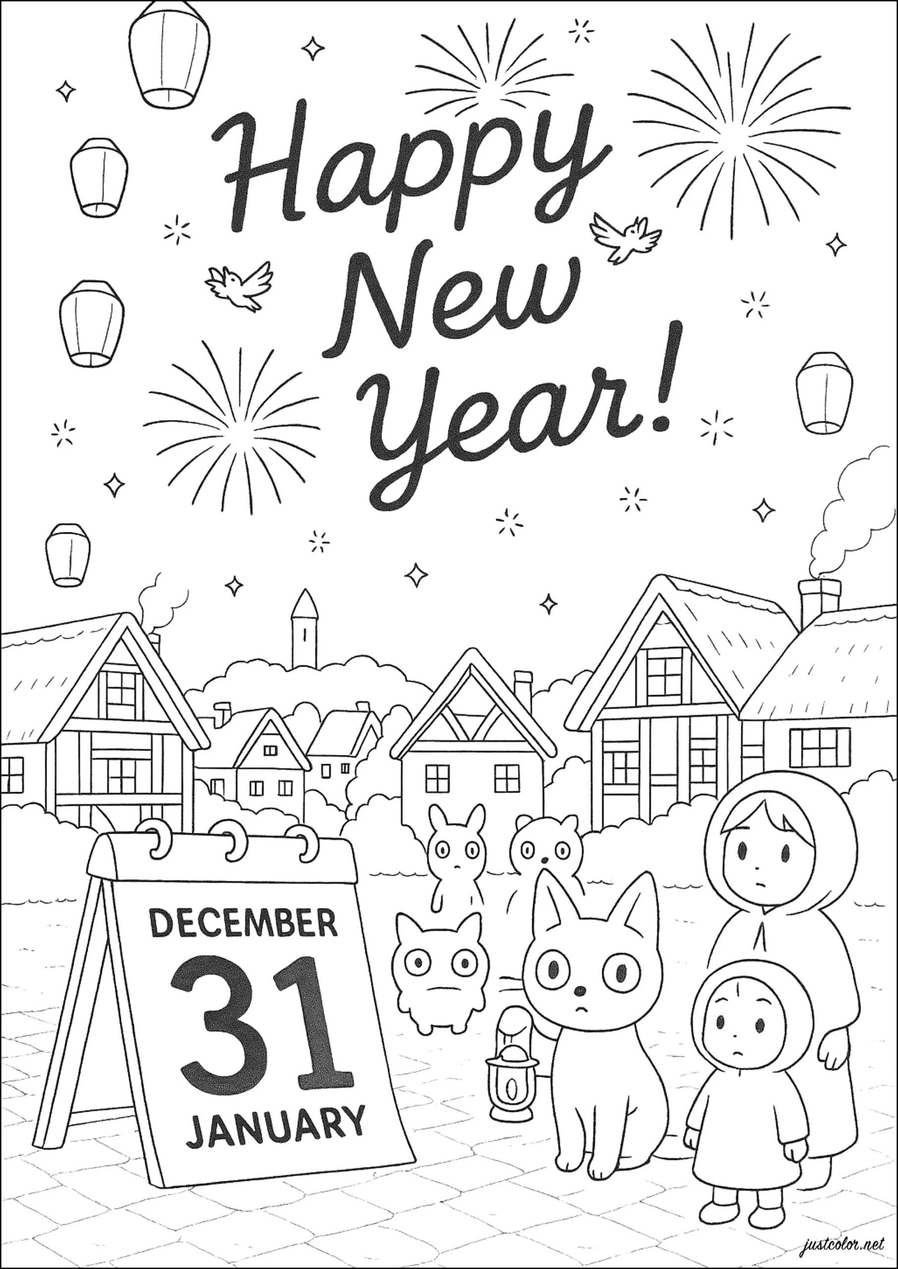 Enchanting New Year&amp;#039;S Celebration - Happy New Year Coloring Pages in Happy New Year Printable Coloring Pages