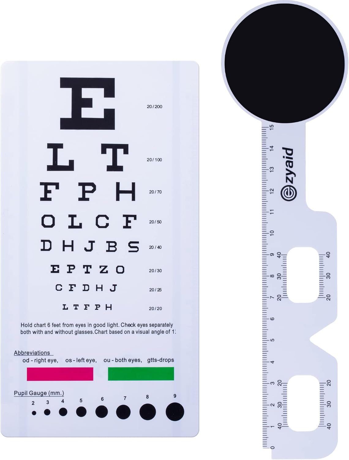 Ezyaid Eye Exam Kit For Visual Acuity, Snellen Eye Chart India | Ubuy with Pupil Size Chart Printable