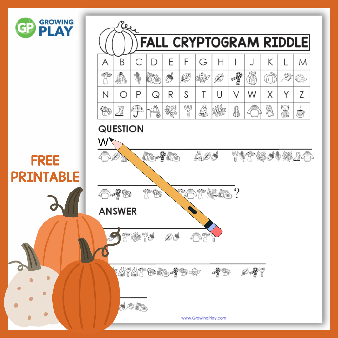 Fall Cryptogram Puzzle For Kids - Growing Play throughout Free Printable Cryptograms