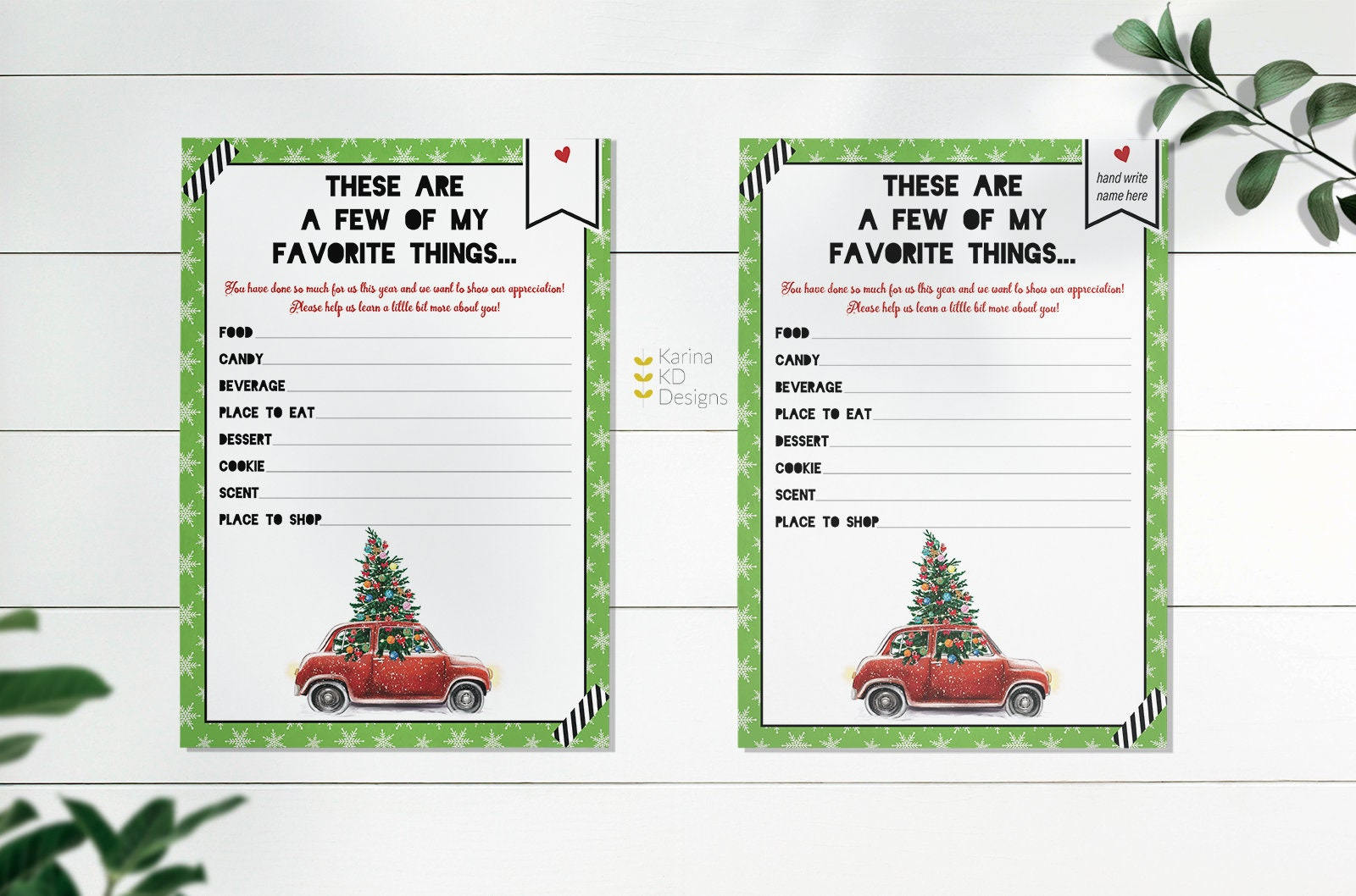Favorites Things List - Christmas - Etsy inside Christmas Favorite Things List Printable