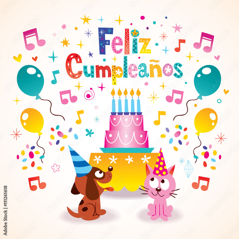 Feliz Cumpleanos - Happy Birthday In Spanish Greeting Card Stock intended for Free Printable Happy Birthday Cards In Spanish