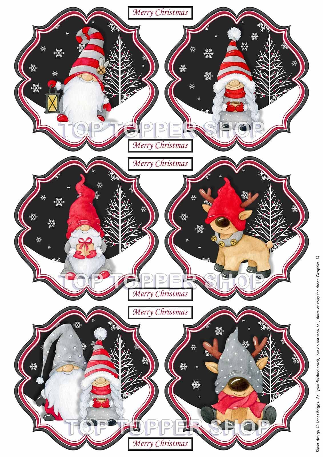 Festive Gnomes - Christmas Toppers For Card Making 290Gsm Ttstopx5 pertaining to Christmas Card Toppers Free Printable