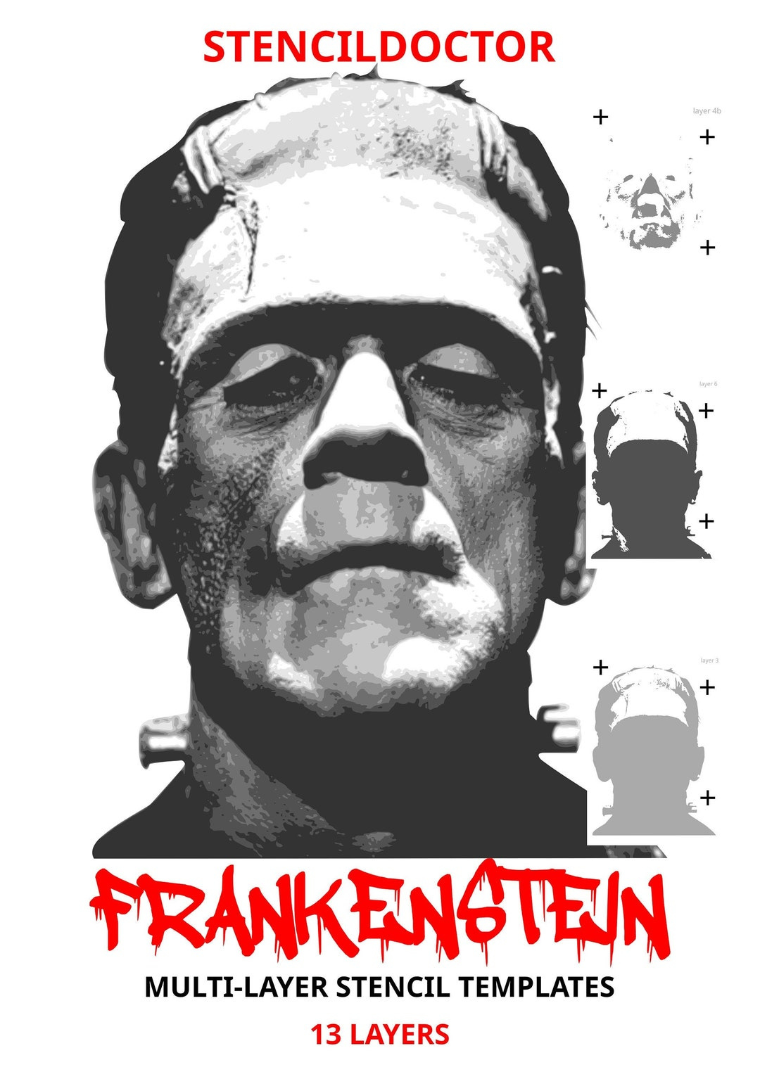 Frankenstein Stencil. 13 Layers. Halloween Horror. Multi-Layer with regard to Free Multi Layer Stencil Templates
