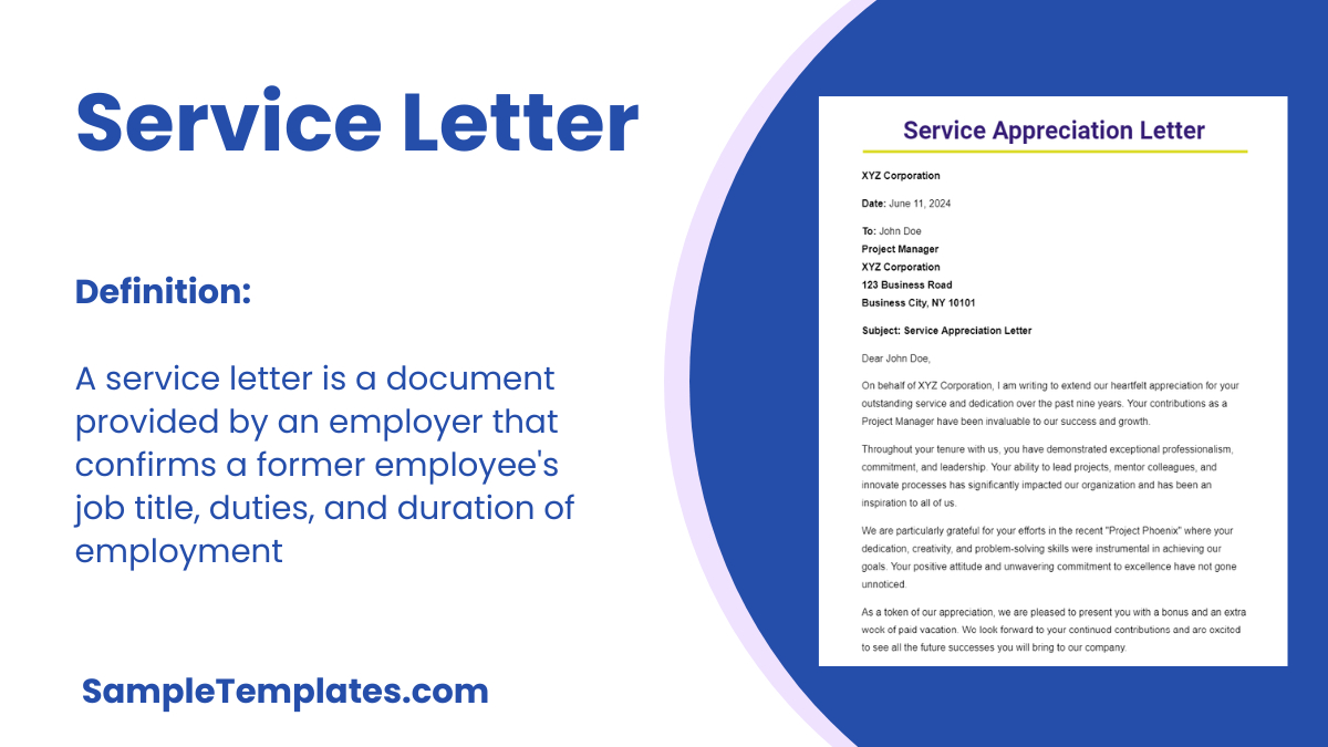 Free 45+ Service Letter Formats Samples & Templates for Service Letter Sample Templates