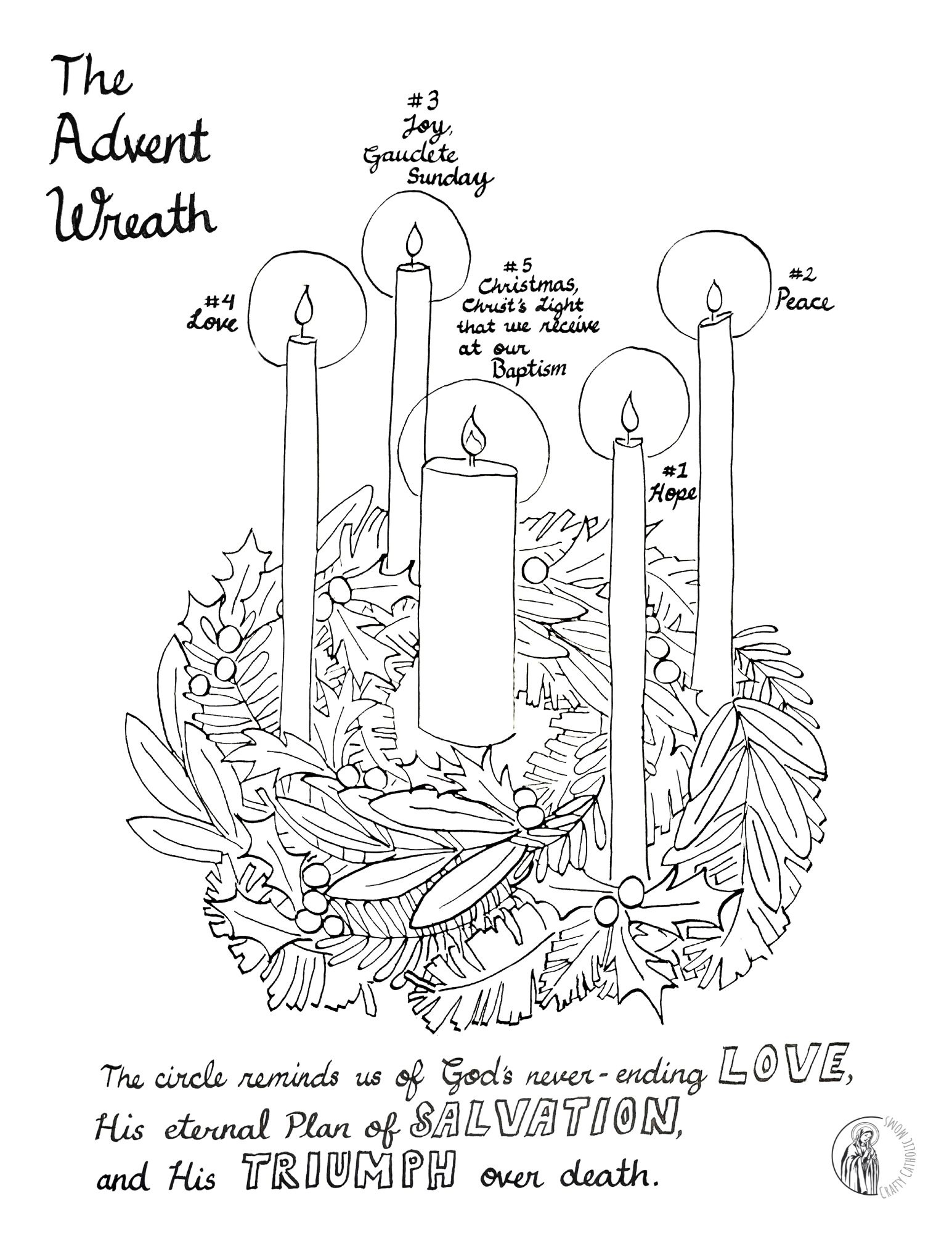 Free Advent Wreath Coloring Page For Kids And Adults - with regard to Free Advent Wreath Printables