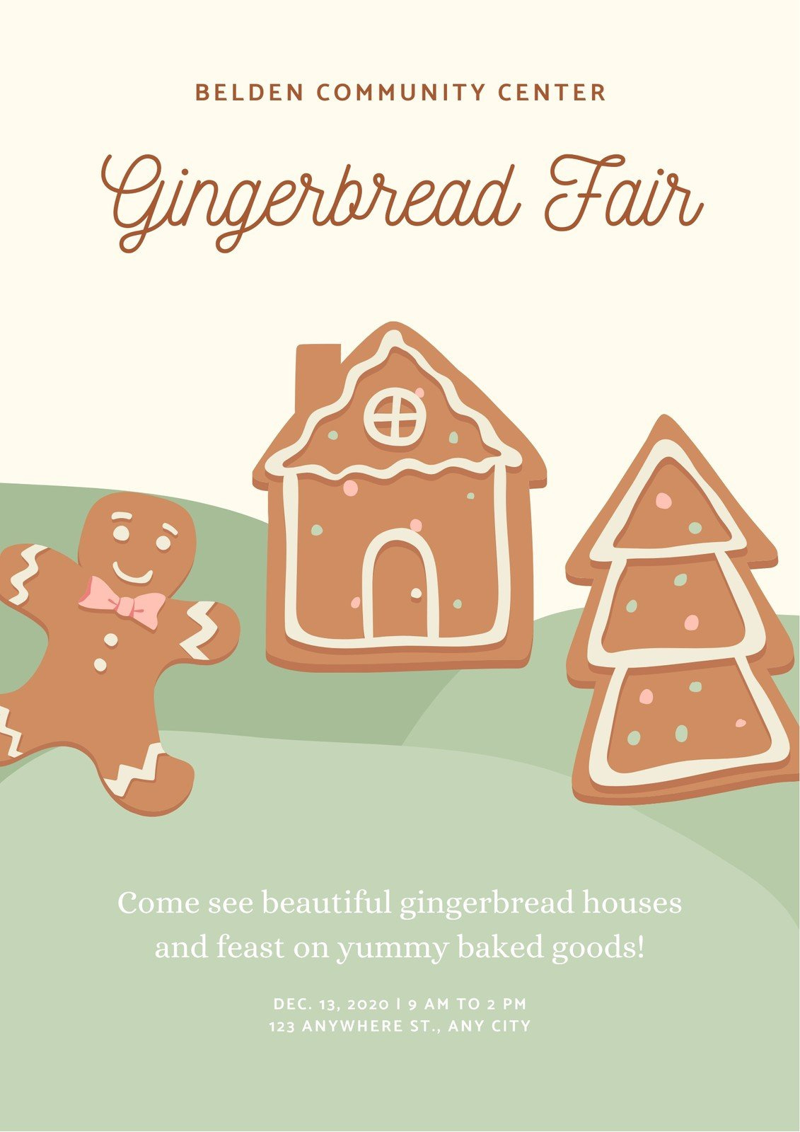 Free And Customizable Gingerbread Templates for Gingerbread House Contest Flyer Template