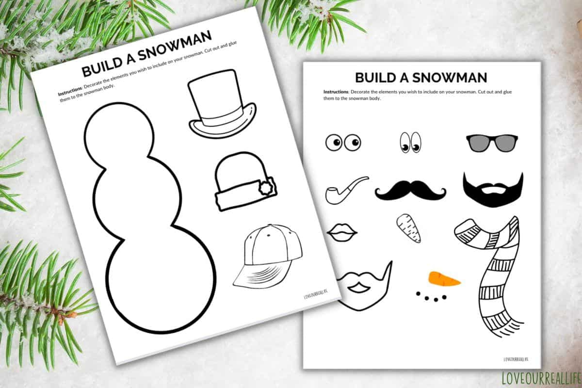 Free Build A Snowman Printable Template- Easy Craft For Kids with Printable Snowman Body Parts