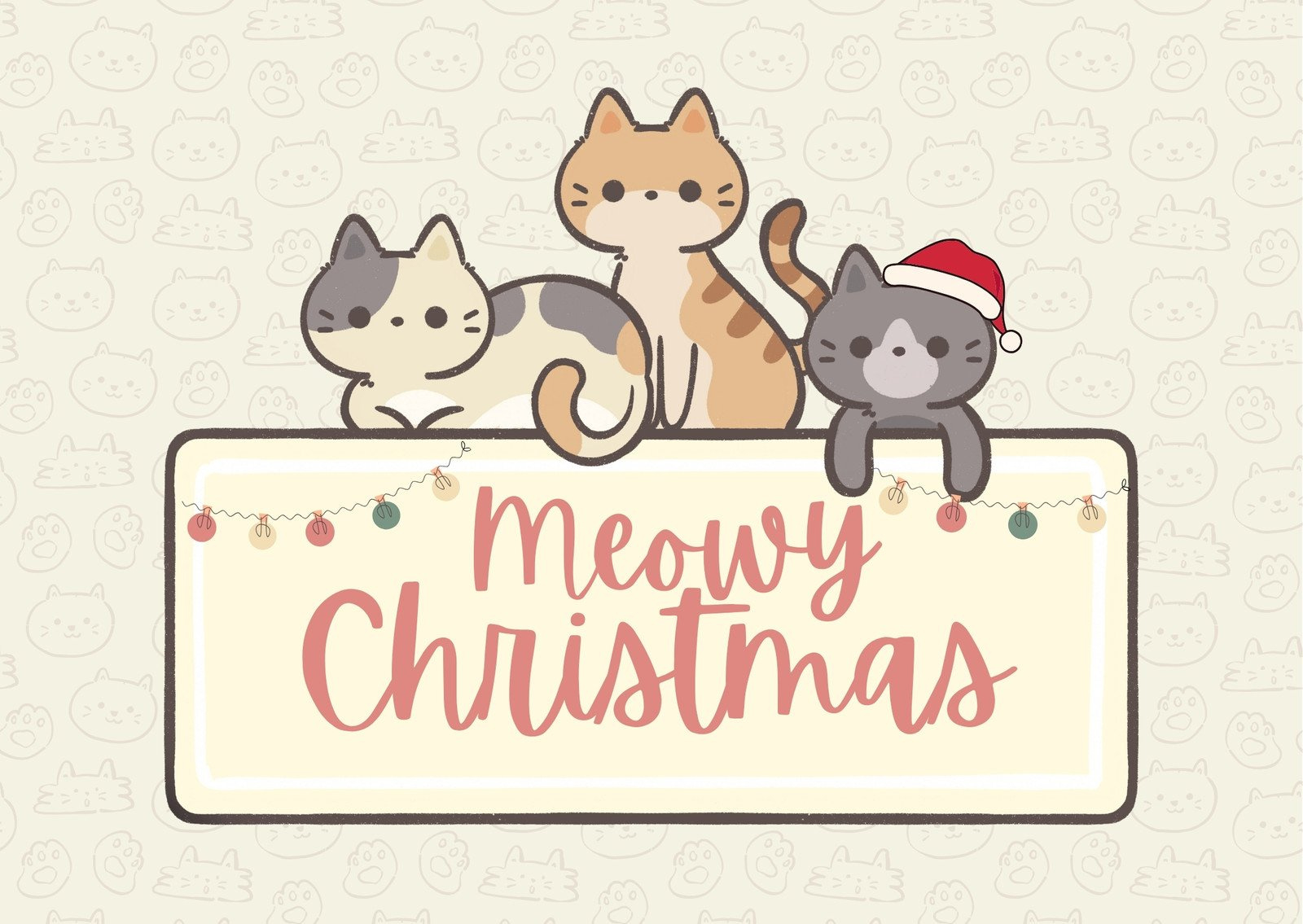 Free Cat Christmas Card Templates To Edit And Print | Canva with Printable Cat Christmas Card Digital Download