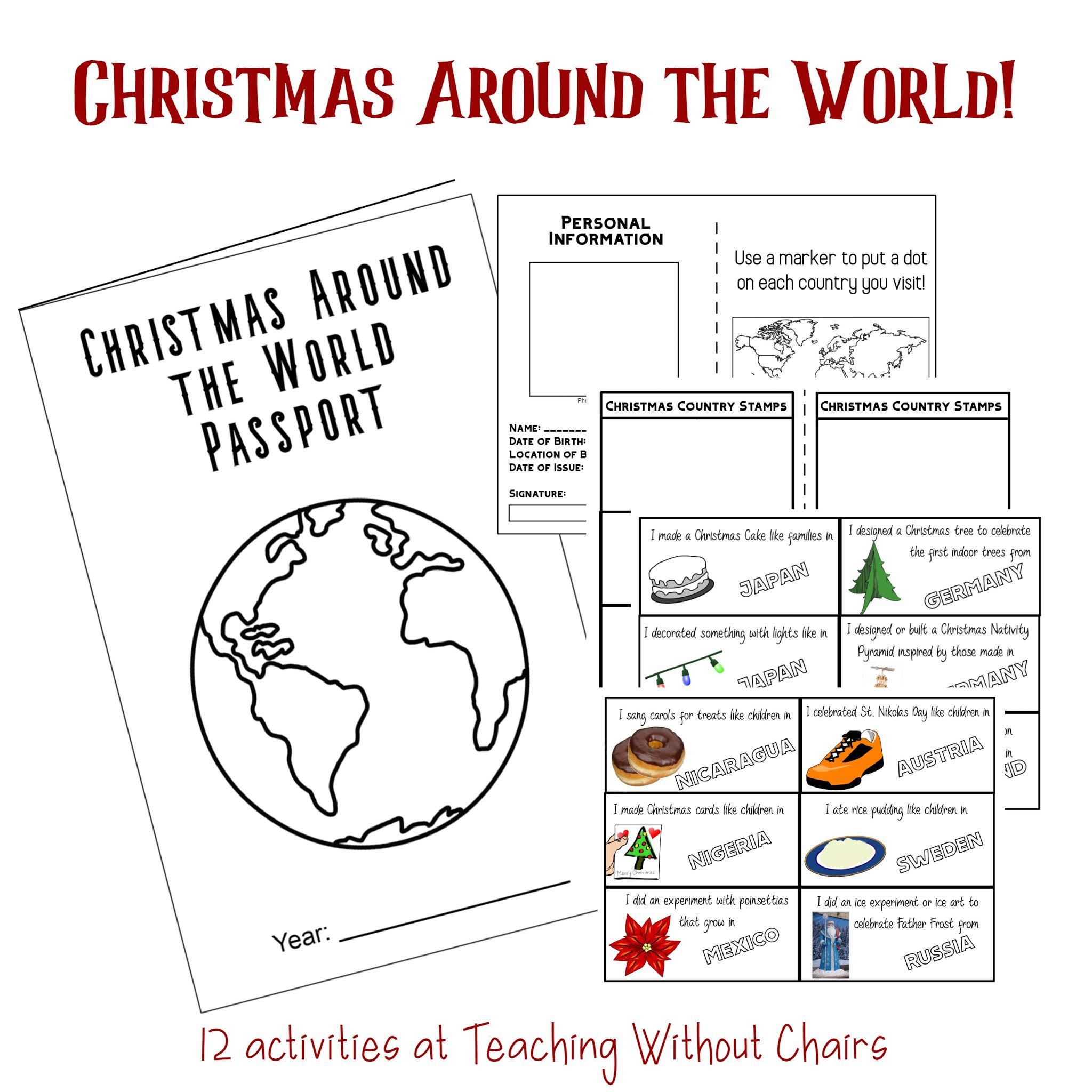 Free Christmas Around The World Printables For Preschool, Download for Christmas Around The World Passport Template Free