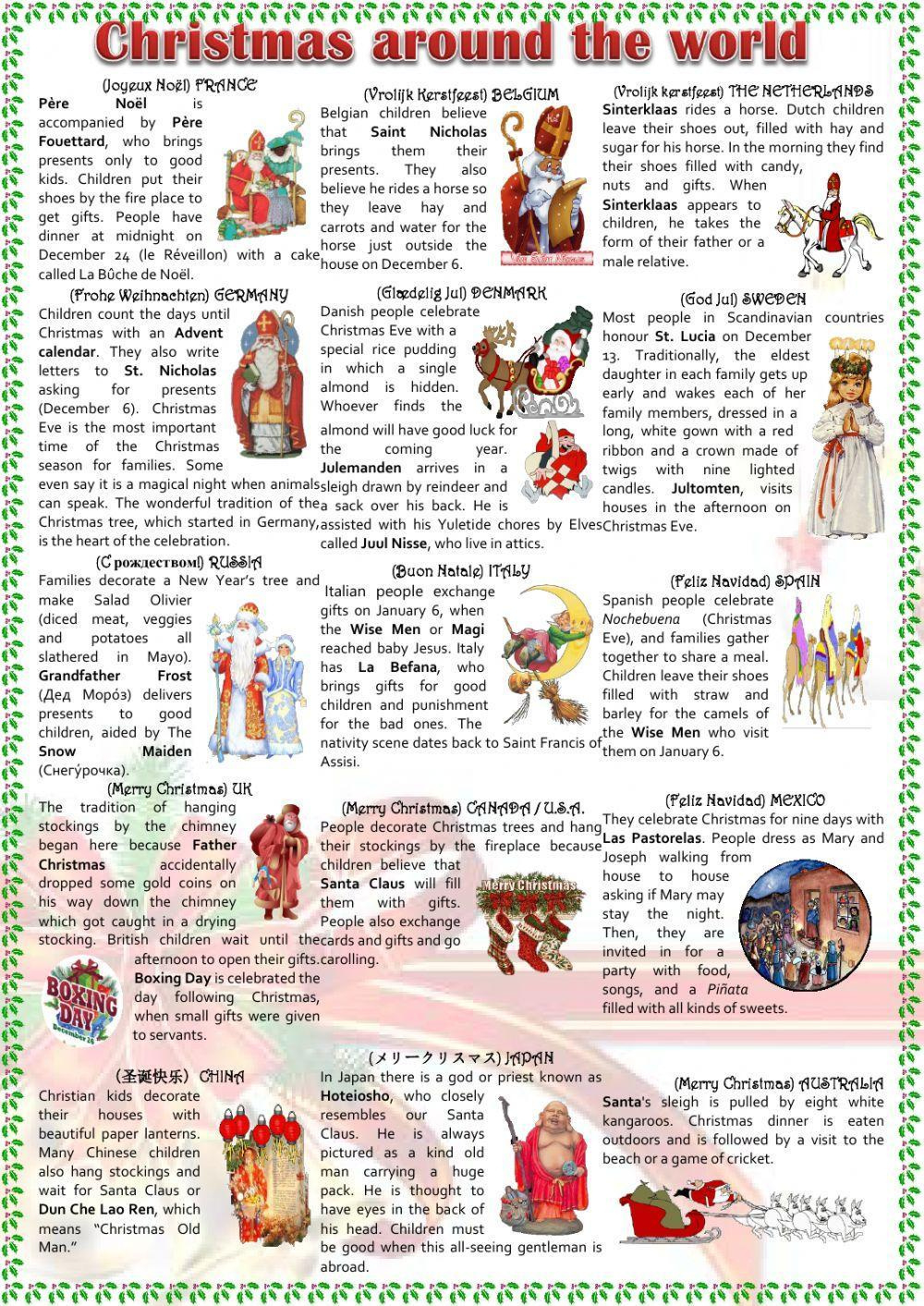 Free Christmas Around The World Worksheet, Download Free Christmas with Christmas in Other Countries Worksheets