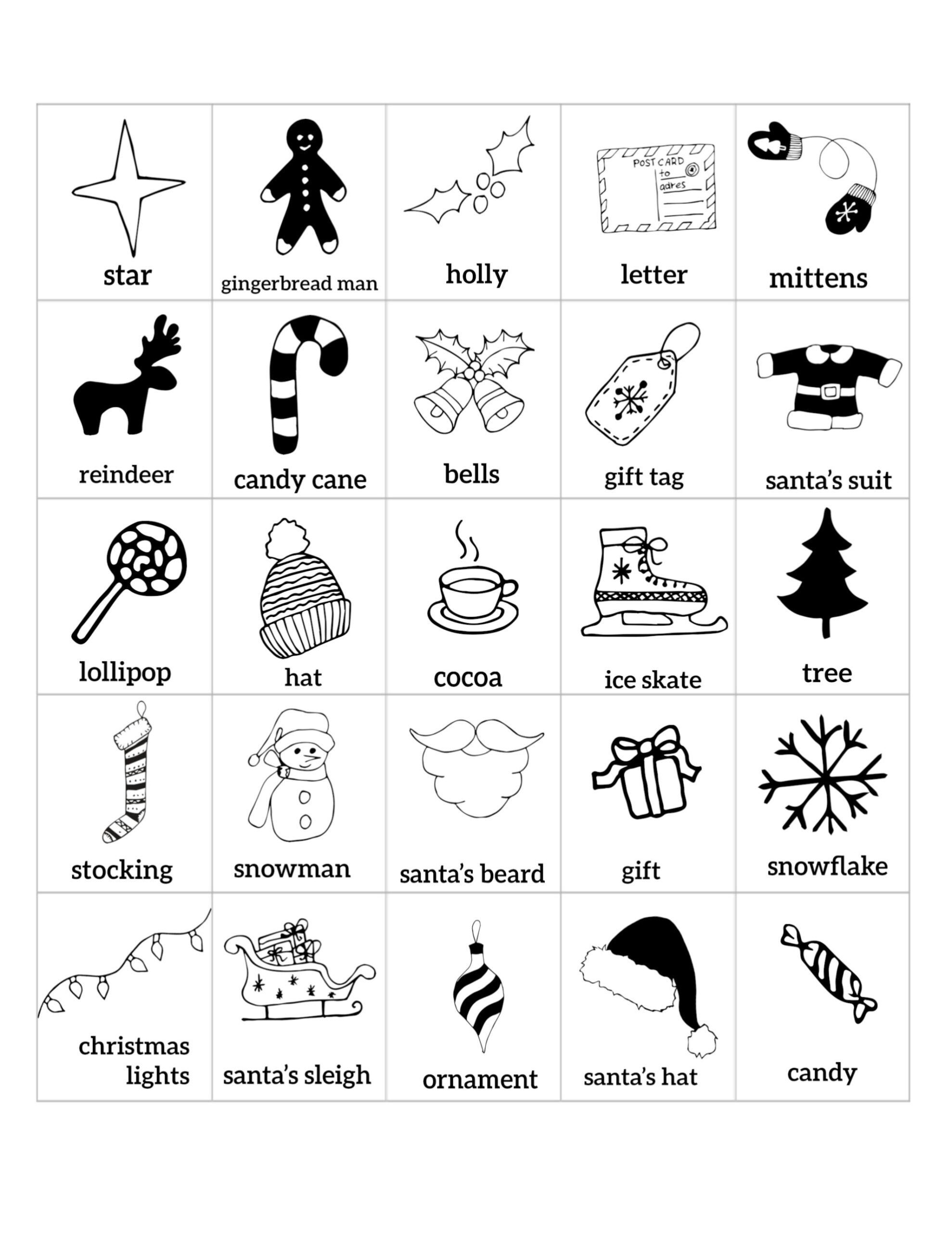 Free Christmas Bingo Printable Cards - Paper Trail Design for Christmas Bingo Free Printable Black and White