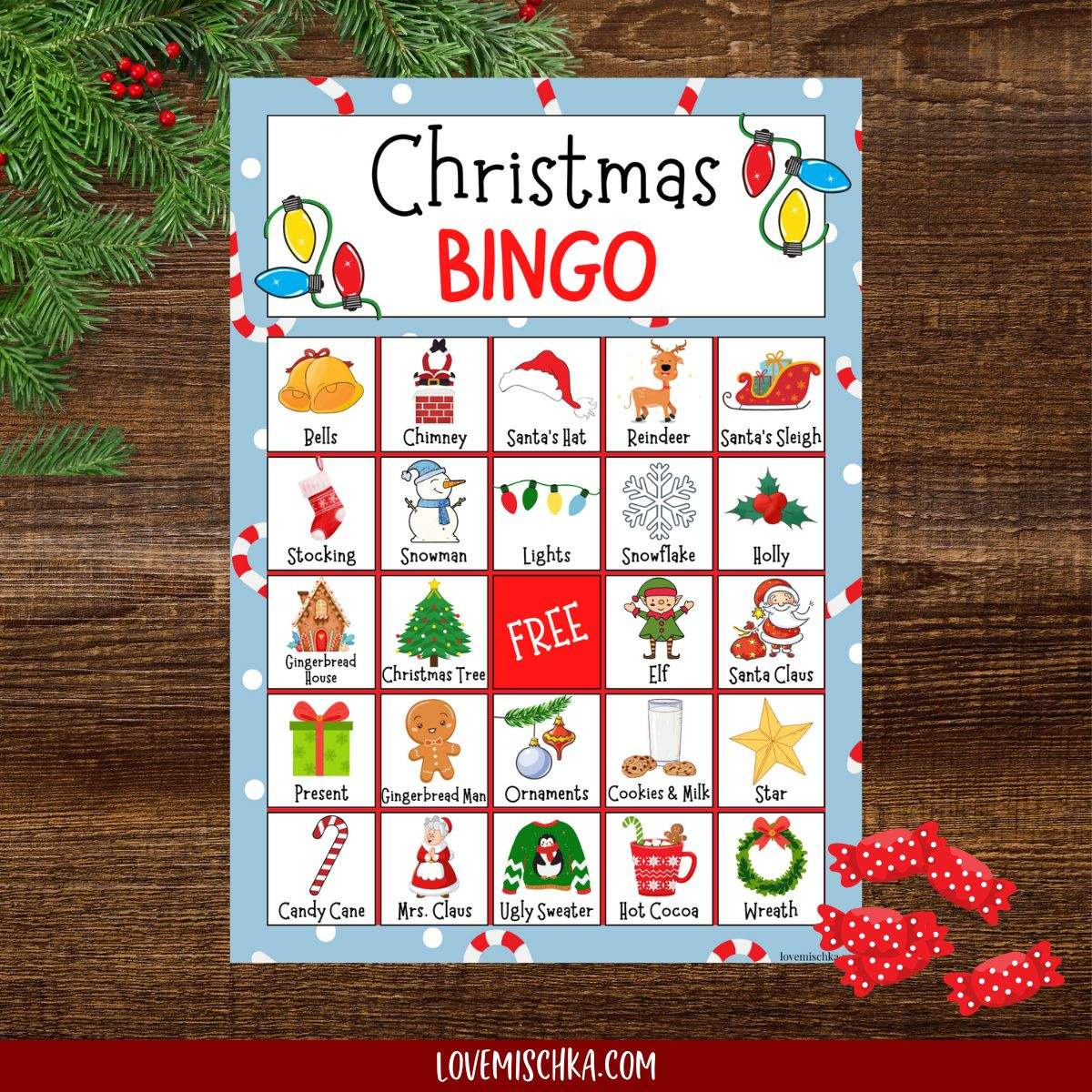 Free Christmas Bingo Printable - Love Mischka pertaining to Christmas Bingo Printable For Large Groups Free