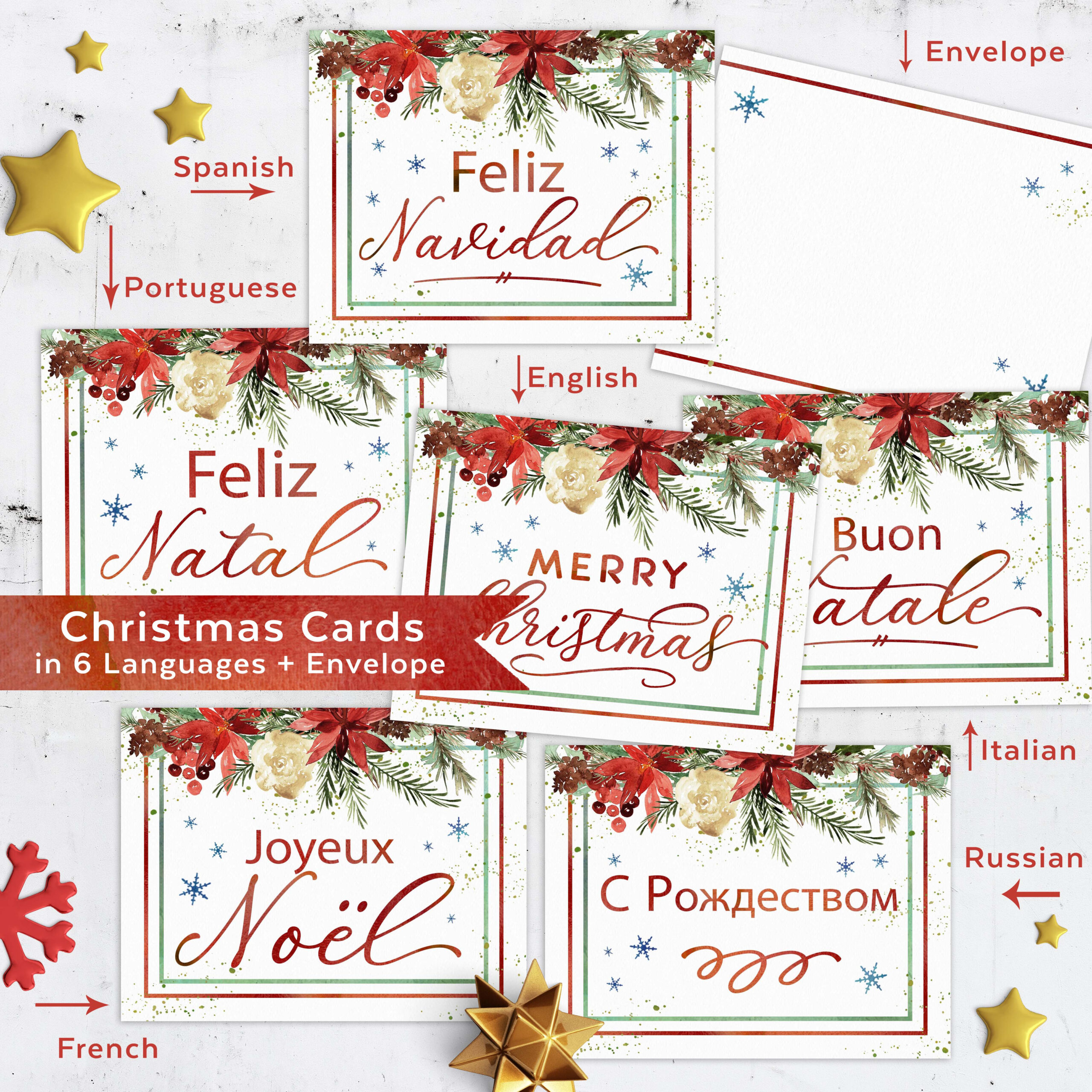 Free Christmas Cards In 6 Languages {English, Spanish, Italian within Free Printable Christmas Cards In Spanish
