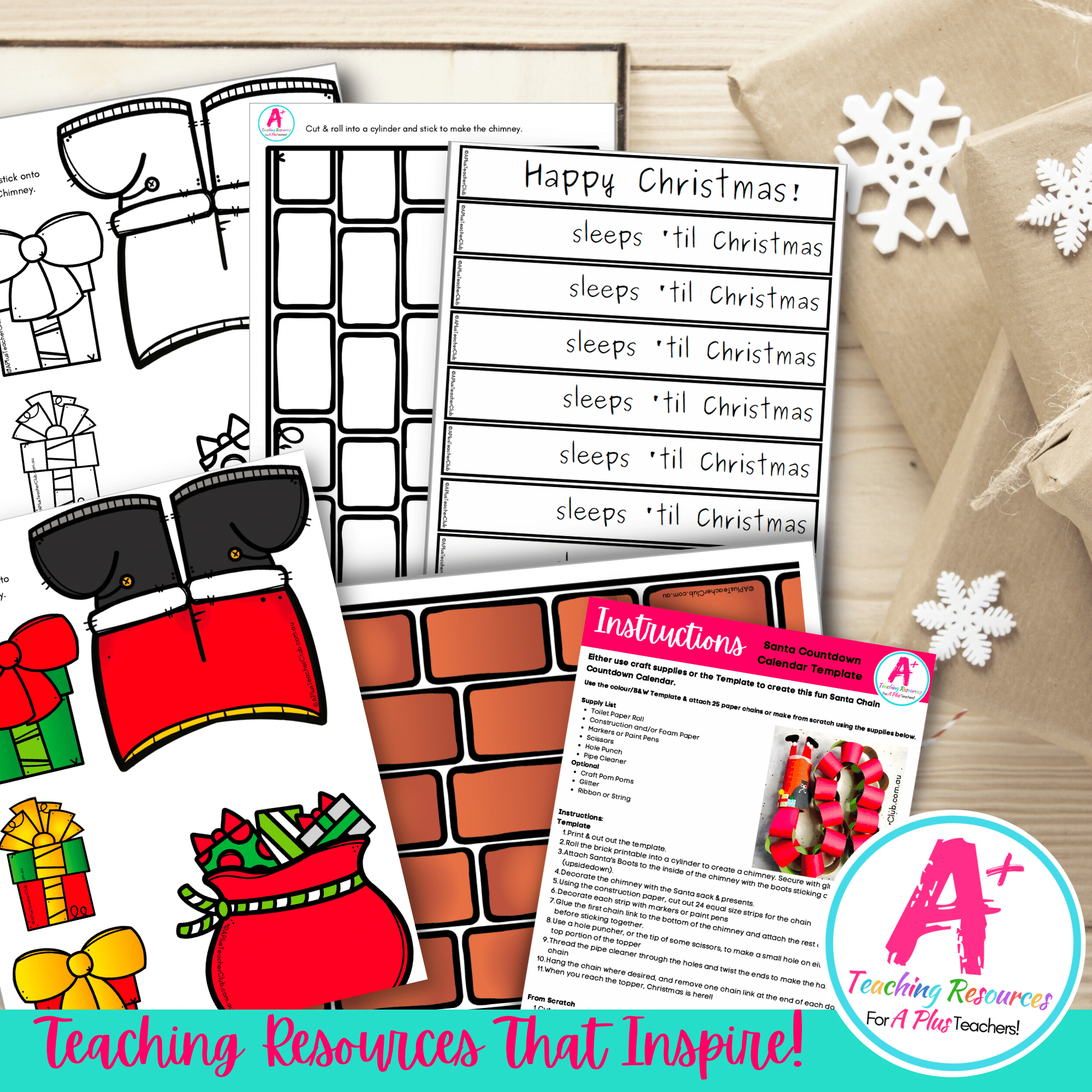 Free Christmas Chain Calendar Template | A Plus Teaching Resources regarding Santa Countdown Chain Printable