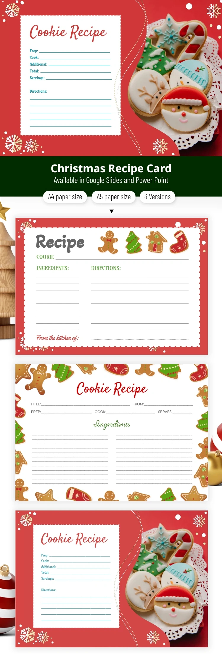 Free Christmas Cookie Recipe Template In Google Slides And with regard to Christmas Cookie Recipe Card Printable