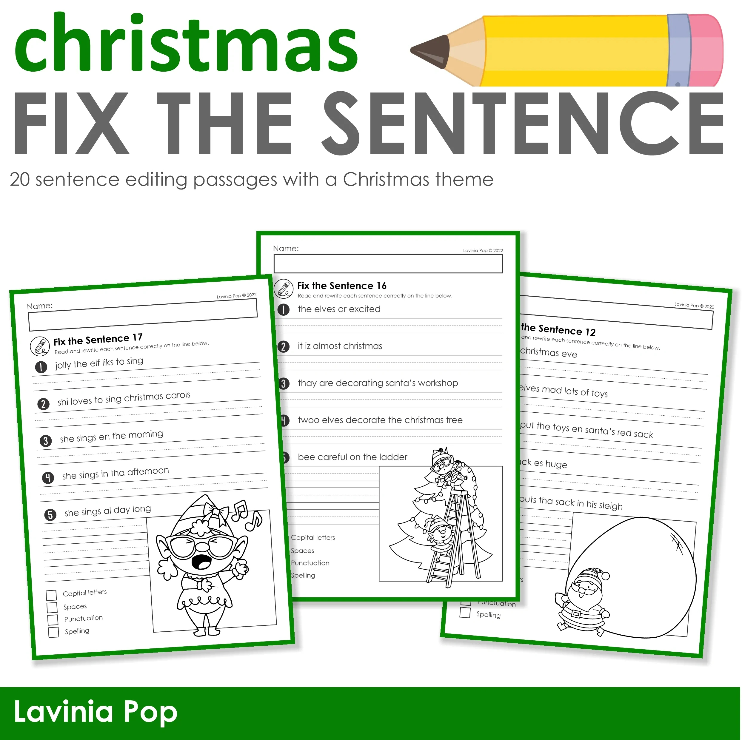 Free Christmas Fix The Sentence inside Christmas Punctuation Worksheets