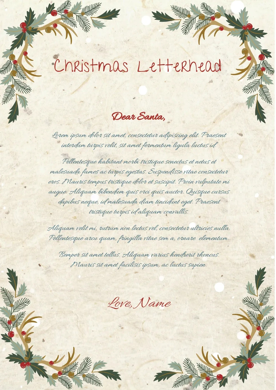 Free Christmas Letterhead Template For Google Docs for Christmas Letterhead Printable