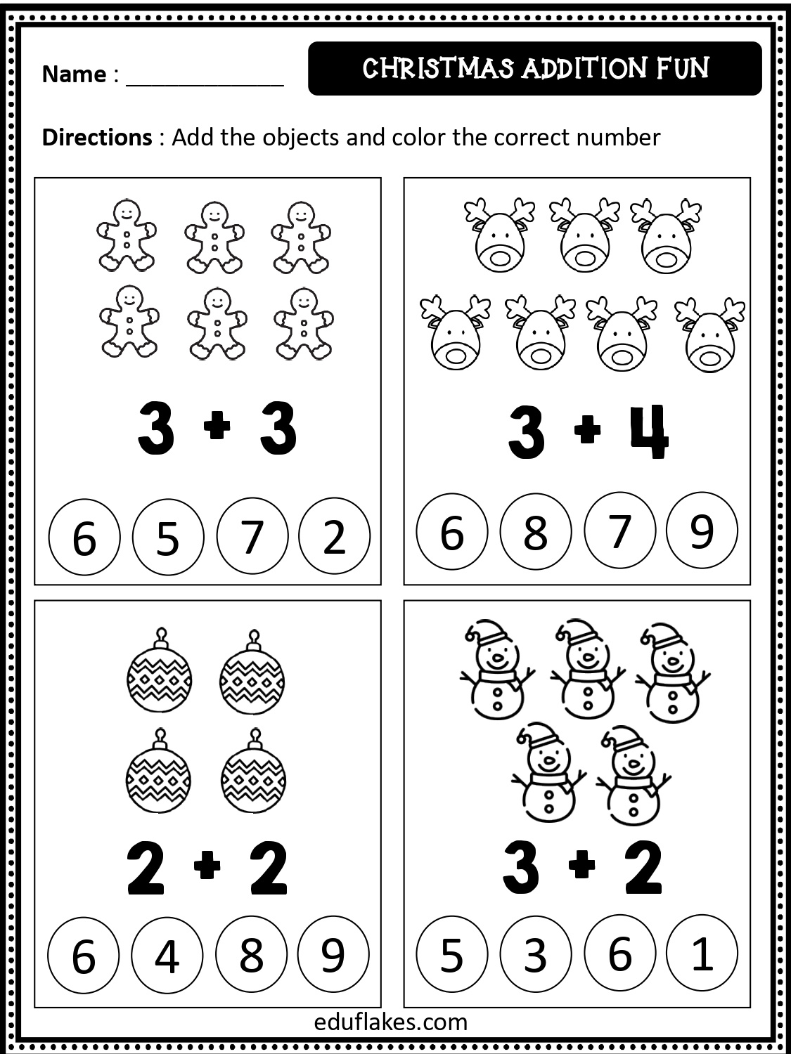 Free Christmas Math Worksheets For Kindergarten - Eduflakes in Free Kindergarten Christmas Math Worksheets