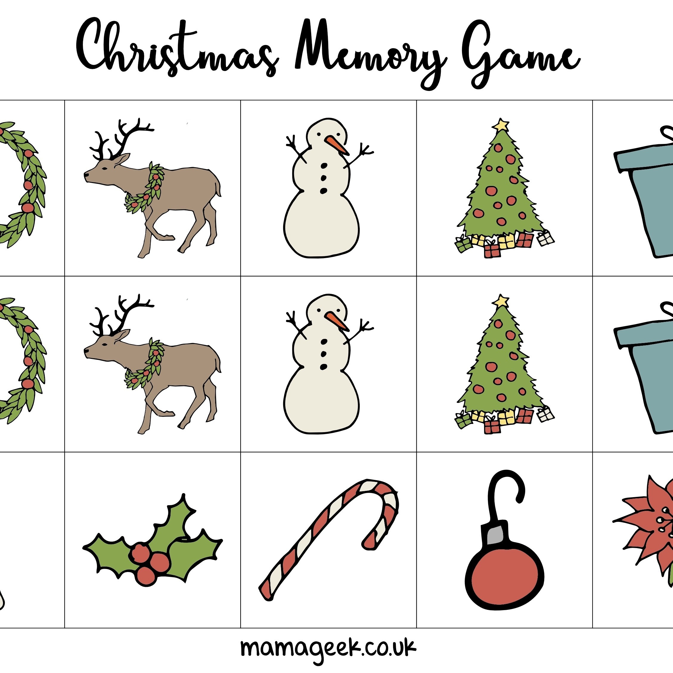 Free Christmas Printables – Memory Game | Mama Geek with regard to Christmas Matching Game Printable