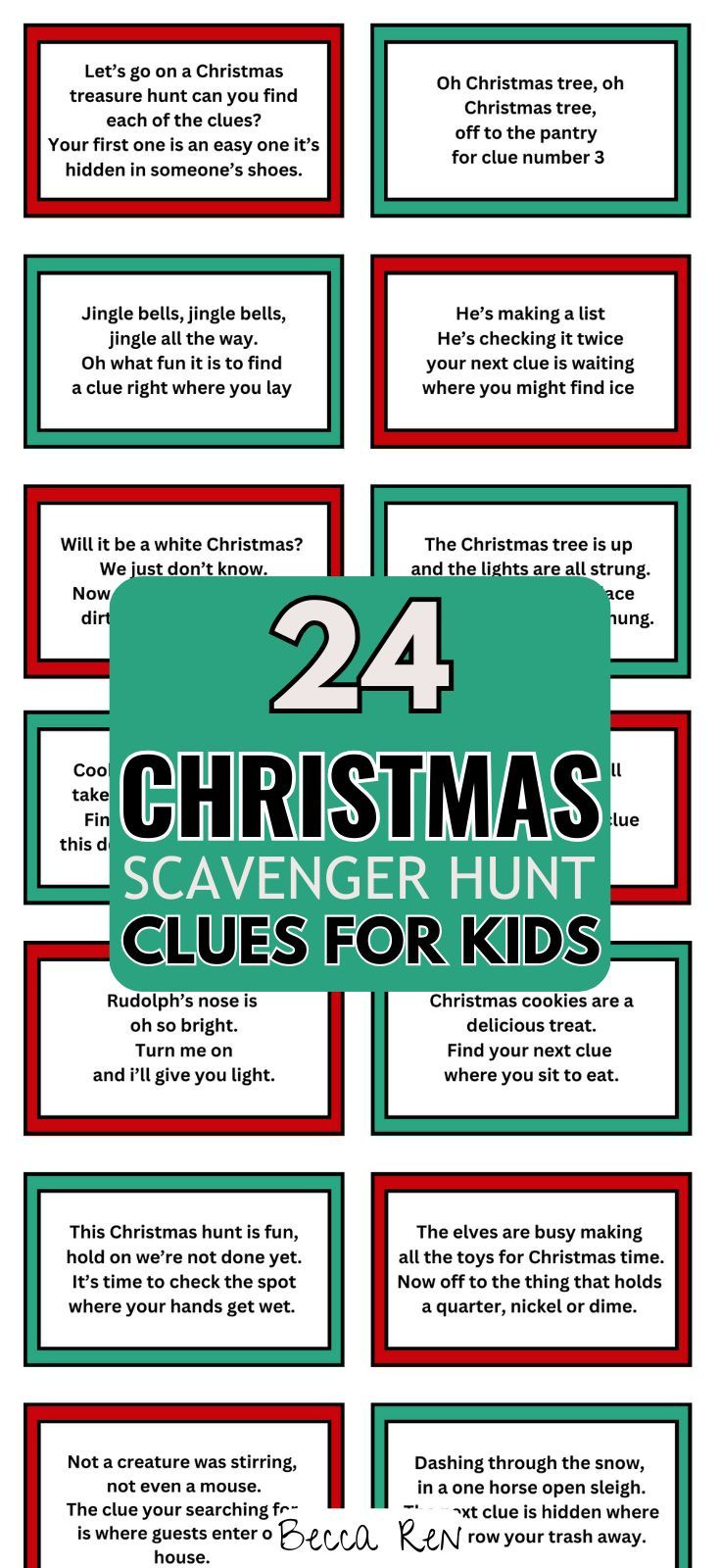 Free Christmas Scavenger Hunt Clues For Kids with regard to 70 Printable Christmas Scavenger Hunt Clues