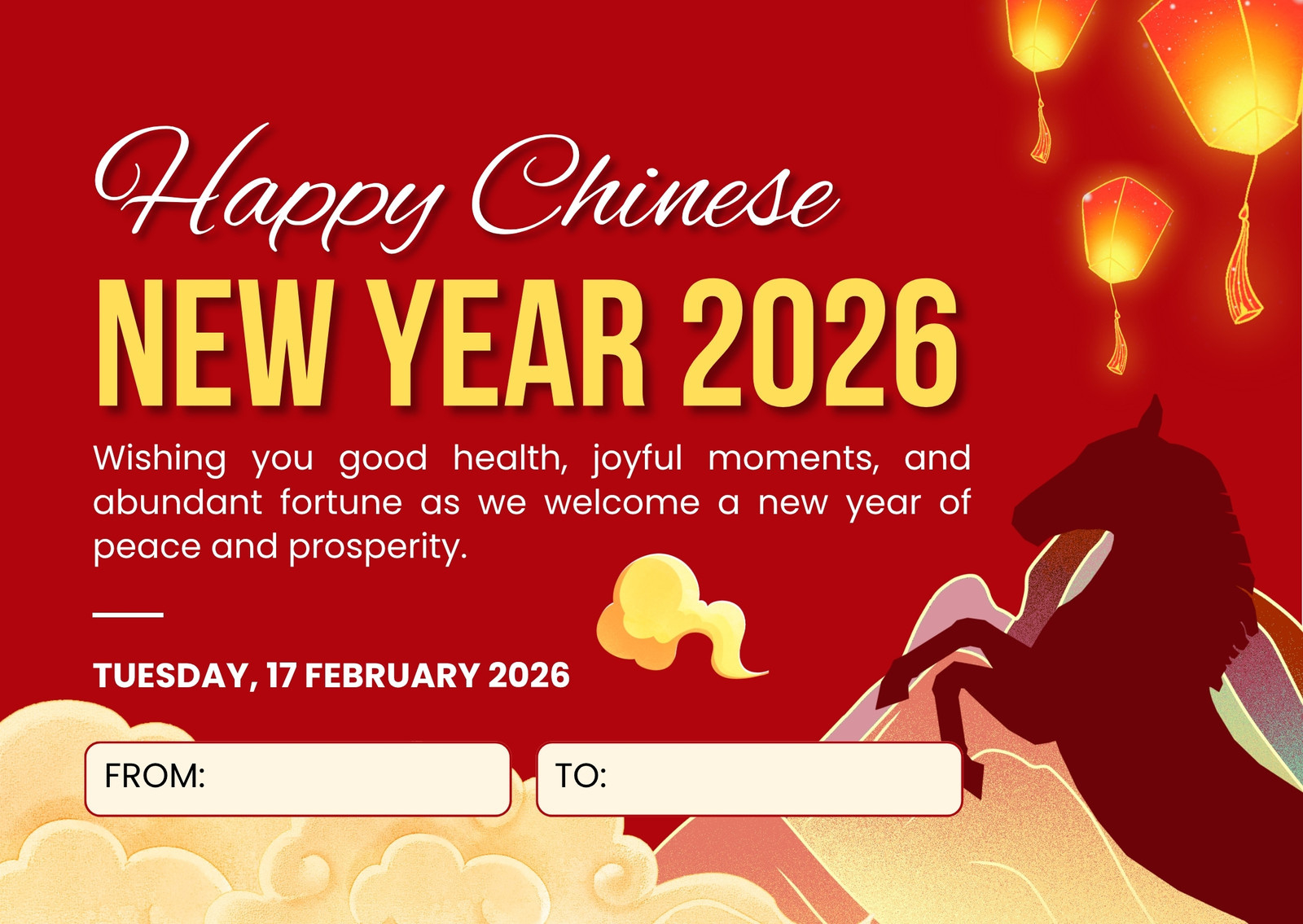 Free Custom Printable Chinese New Year Card Templates | Canva throughout Printable Chinese New Year Decorations 2026
