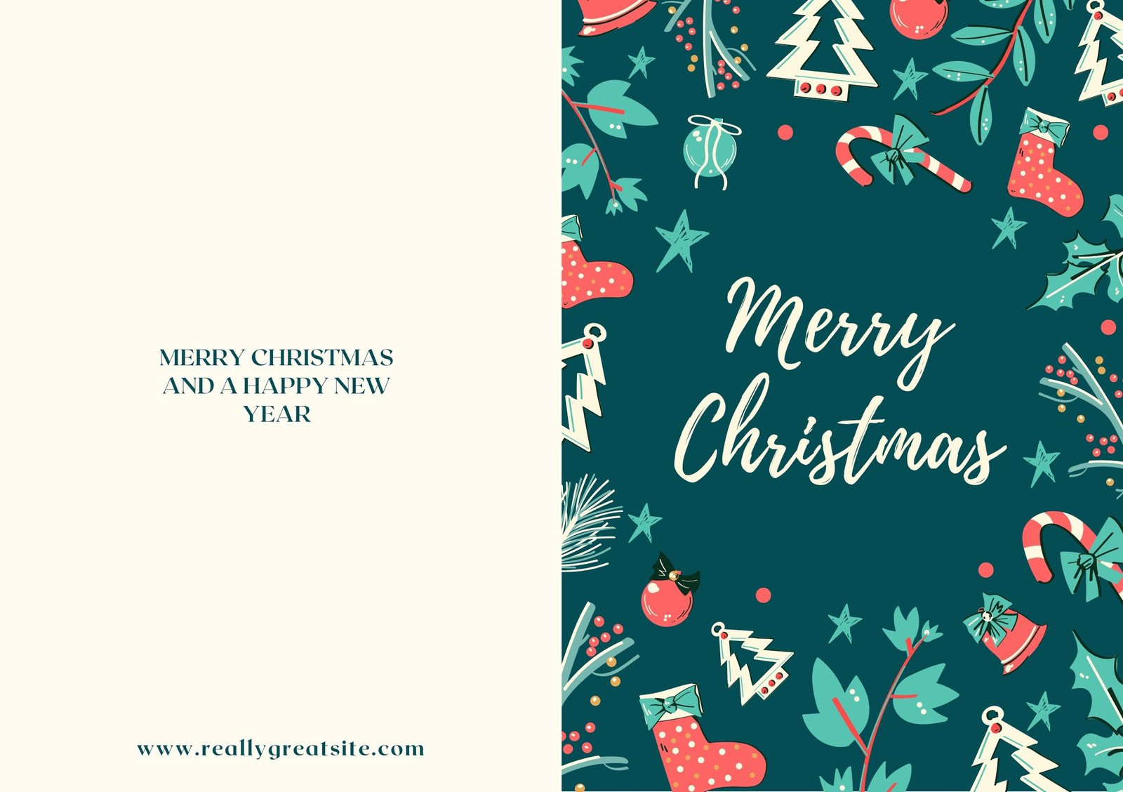 Free Custom Printable Christmas Folded Card Templates | Canva in Christmas Card Foldable Printable
