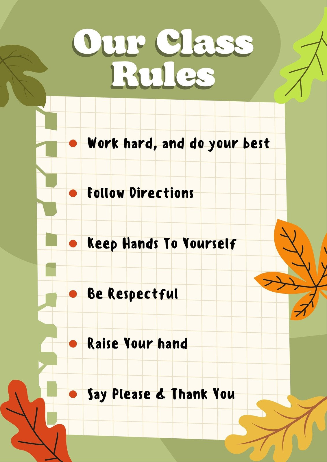 Free Custom Printable Classroom Rules Poster Templates | Canva regarding Free Printable Classroom Rules With Pictures