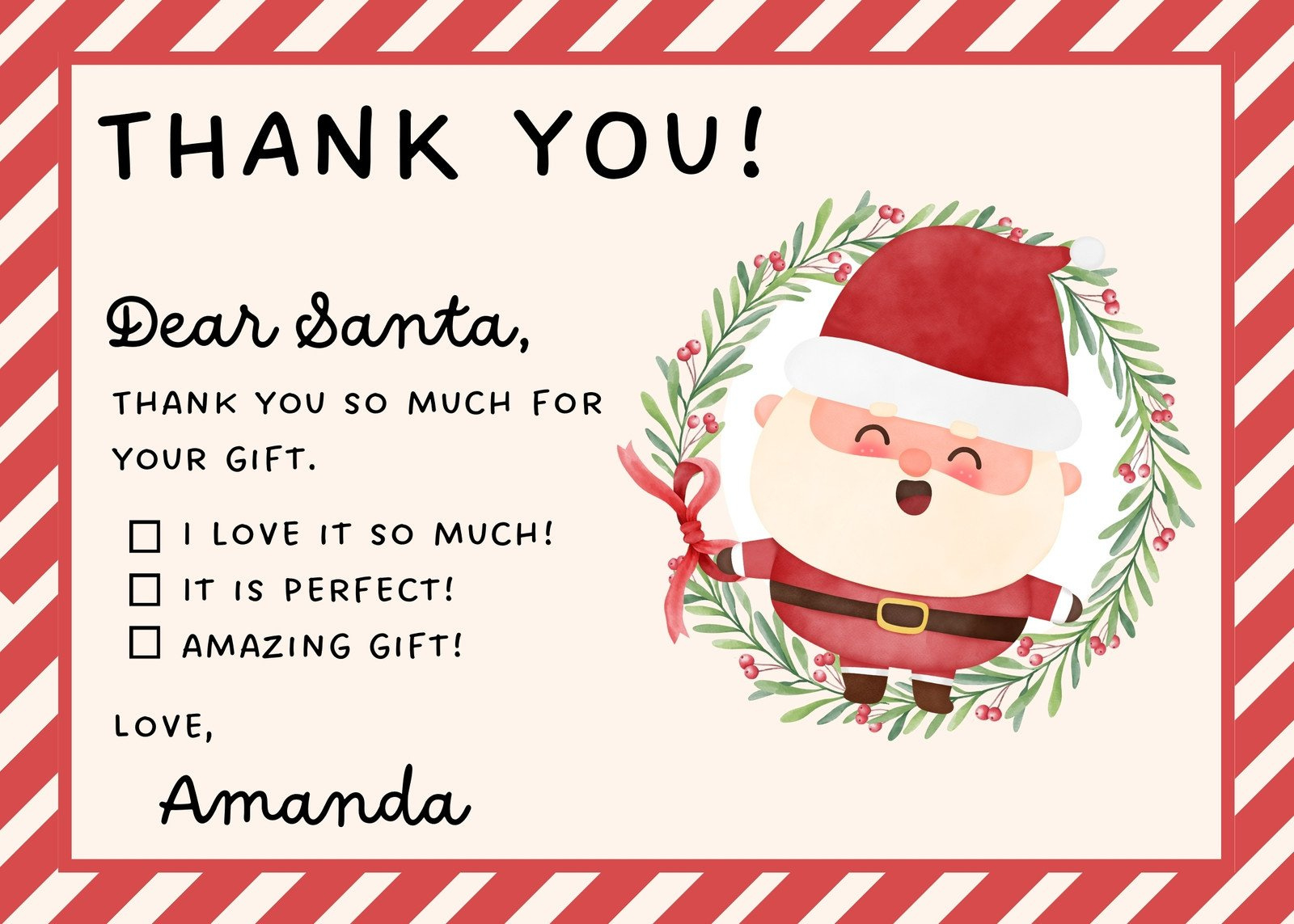 Free Custom Printable Cute Christmas Card Templates | Canva regarding Santa Thank You Card Printable