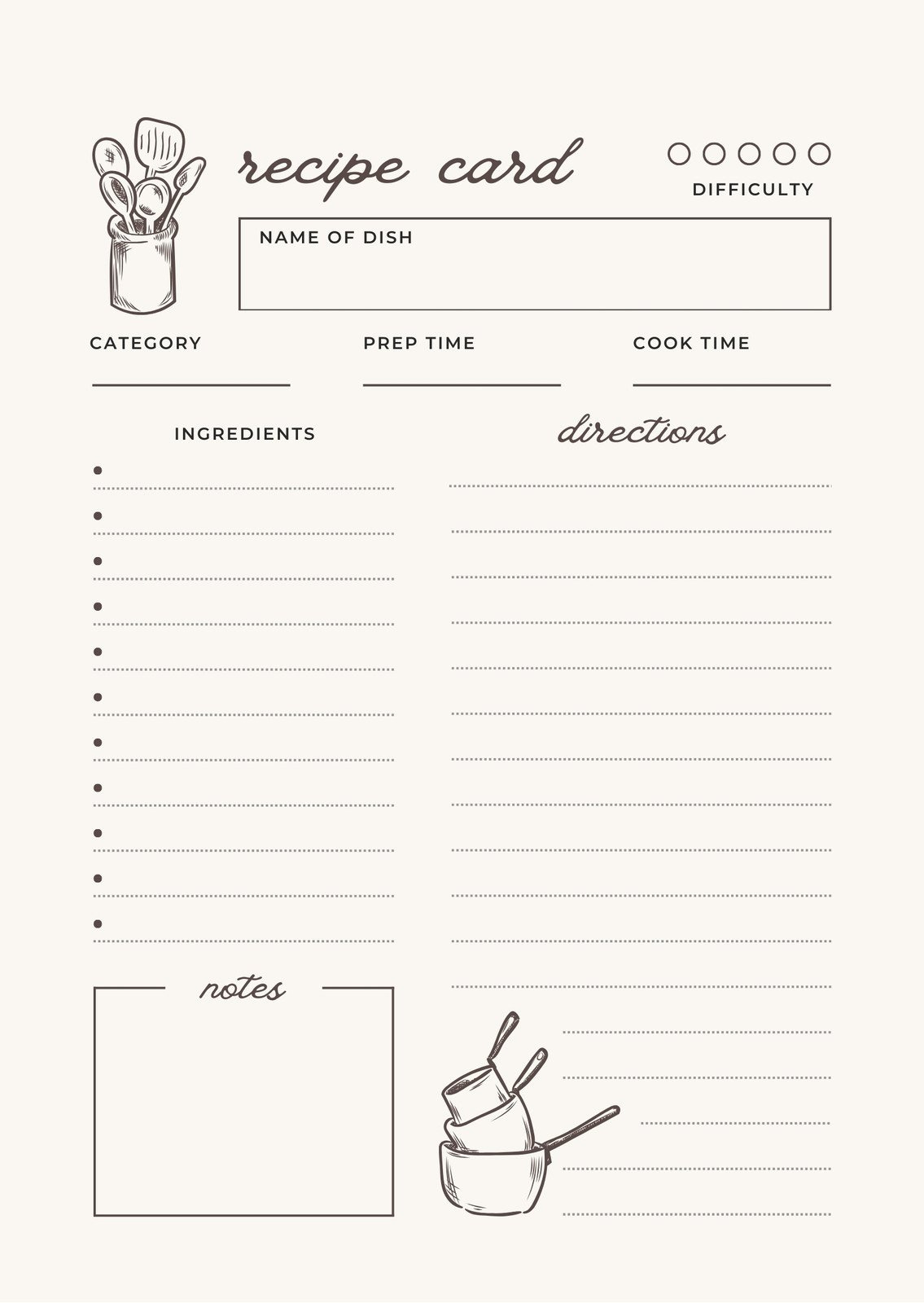 Free, Custom Printable Recipe Card Templates Online | Canva for Free 4x6 Recipe Card Templates