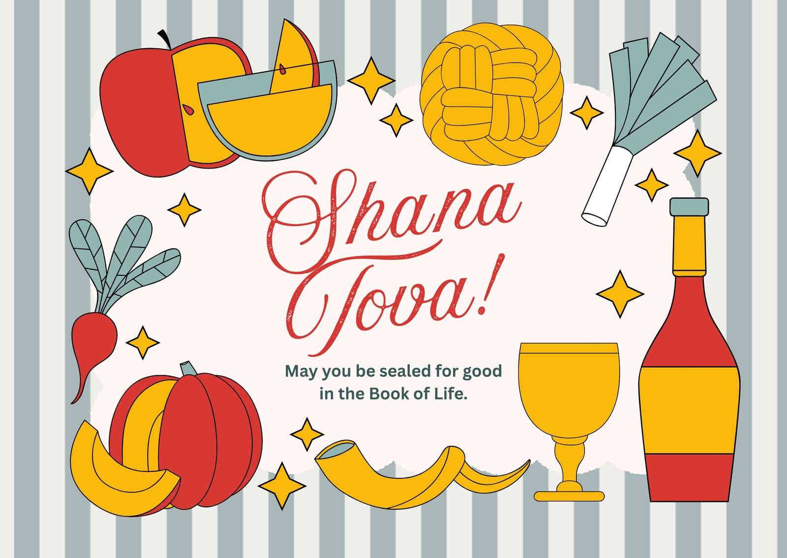 Free Custom Printable Rosh Hashanah Card Templates | Canva pertaining to Free Printable Jewish New Year Greeting Cards