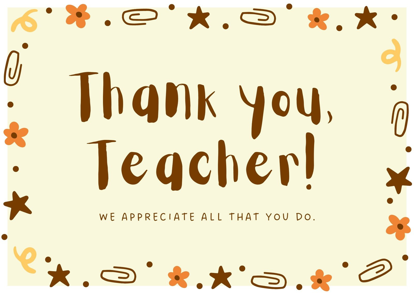 Free Custom Printable Teacher Thank You Card Templates | Canva in Printable Thank You Cards For Teachers