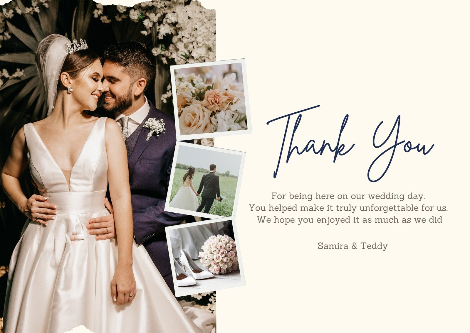 Free Custom Printable Wedding Thank You Card Templates | Canva in Blank Wedding Thank You Cards Printable